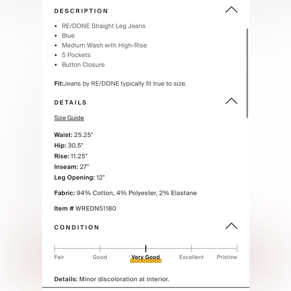 Re/Done Women’s High-Rise Straight Leg Jeans in Medium Wash - Size 27 (S) - Picture 7 of 7